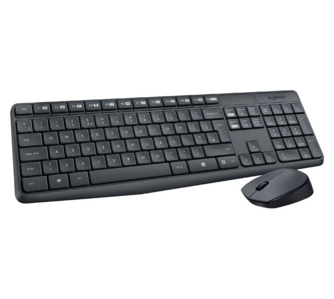 Toetsenbord- en muisset Logitech MK235 draadloos QWERTY zwart