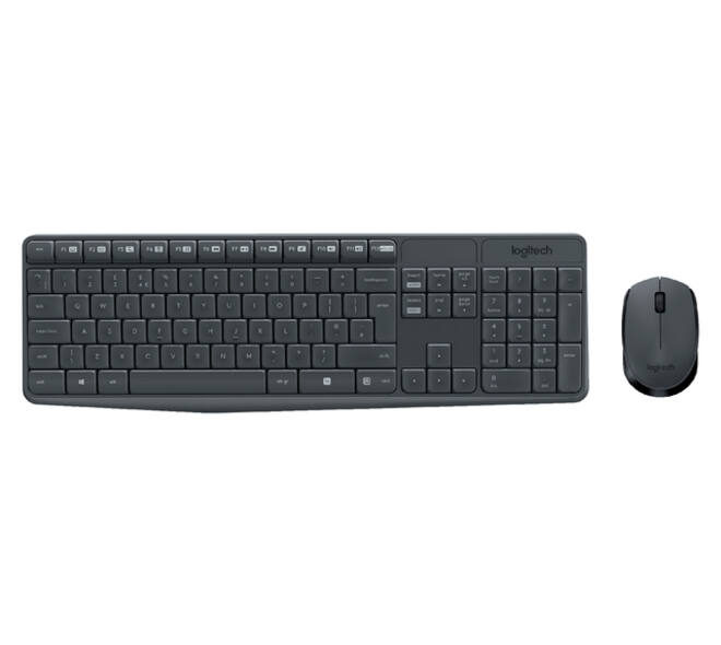Toetsenbord- en muisset Logitech MK235 draadloos QWERTY zwart
