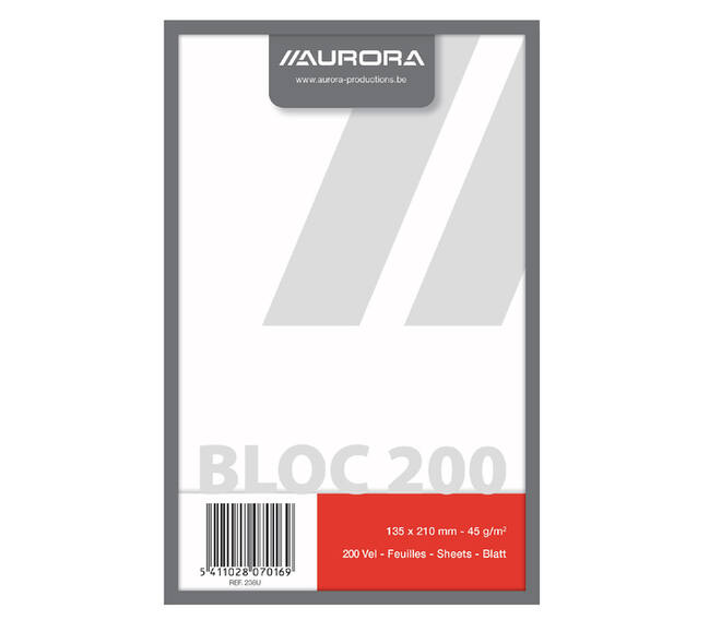 Kladblok Aurora 135x210mm blanco 200 vel 45gr
