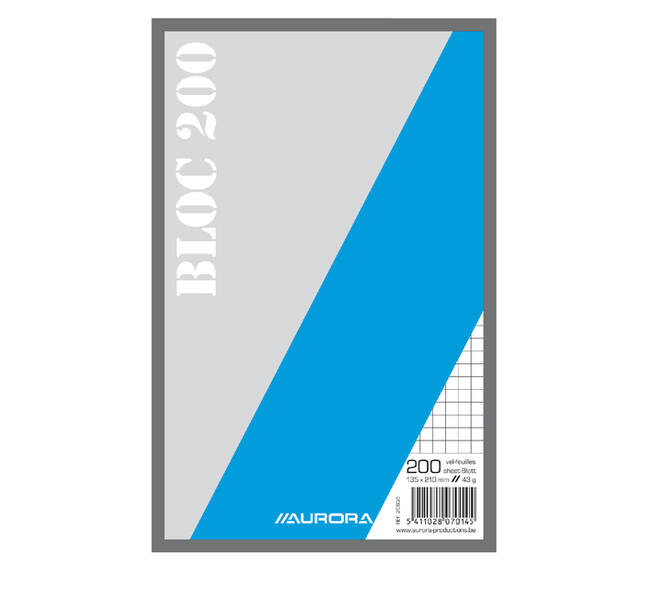 Kladblok Aurora 135x210mm ruit 5X5mm 200 vel 45gr