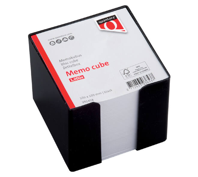 Memokubus Quantore 10x10x9cm zwart met 900vel