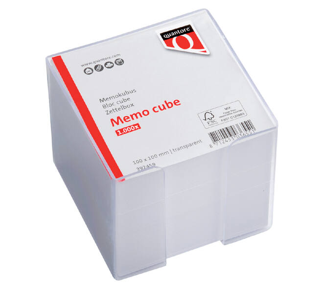 Memokubus Quantore 10x10x9cm transparant met 900vel