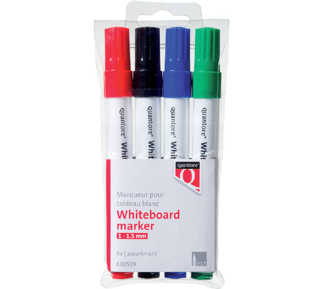 Whiteboardmarker Quantore rond 1-1.5mm 4 stuks assorti