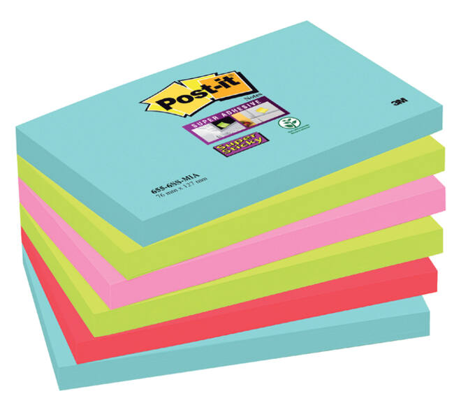 Memoblok Post-it 655 Super Sticky 76x127mm Cosmic 6 stuks