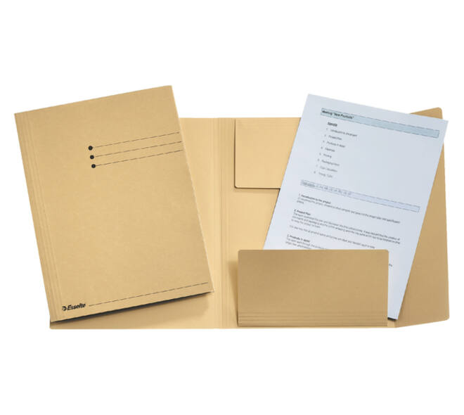 Dossiermap Esselte A4 3 kleppen manilla 275gr beige