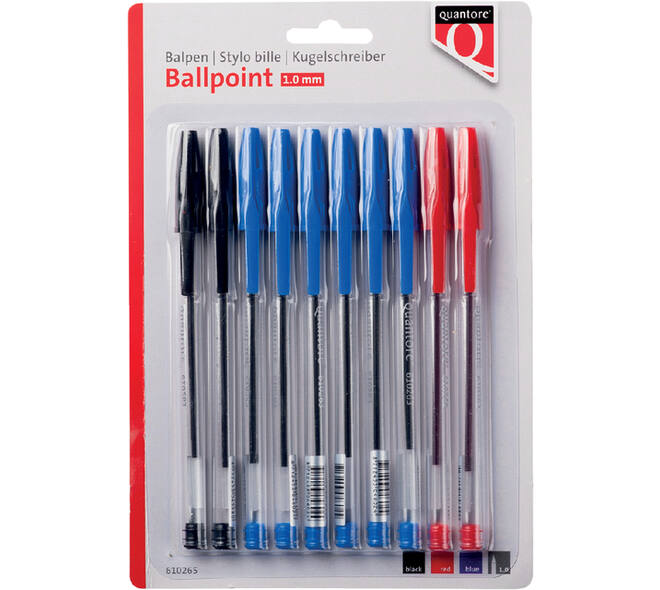 Balpen Quantore stick assorti blister 10 stuks