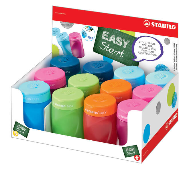 Puntenslijper STABILO Easy 4500 3 in 1 ass rechts-linkshandig en kleur