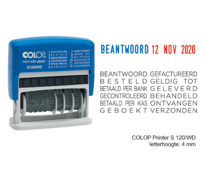 Woord-datumstempel Colop Printer Mini S 120/WD 12 teksten