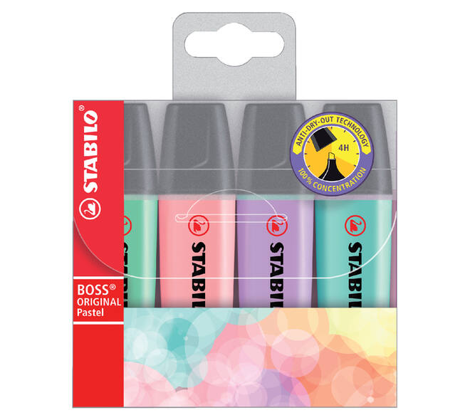 Markeerstift STABILO BOSS Original 70/4 pastel assorti etui à 4 stuks