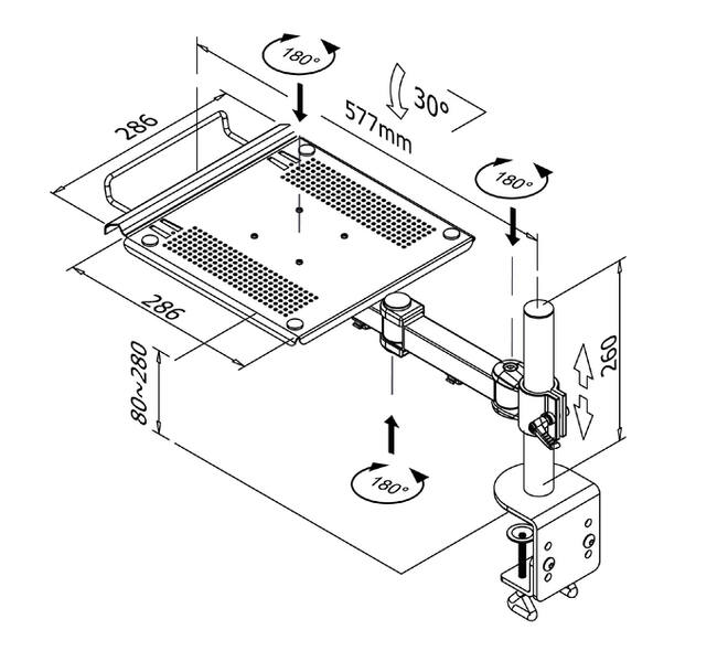 Laptoparm Neomounts D100 met klem zwart