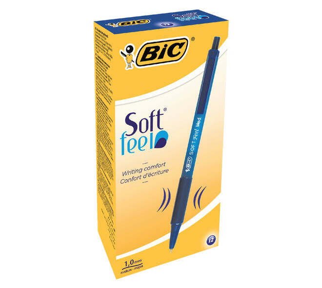 Balpen Bic soft feel grip clic medium blauw