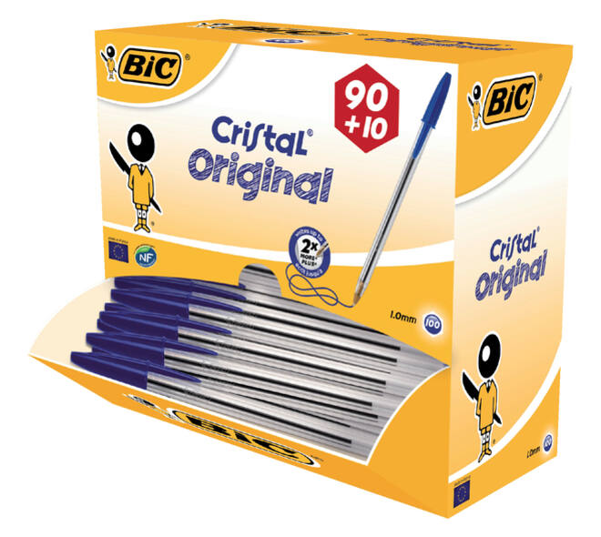 Balpen Bic Cristal medium blauw doos à  90+10 gratis