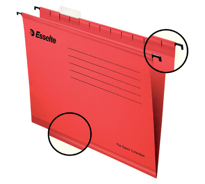 Hangmap Esselte Classic folio V-bodem 382x240mm rood