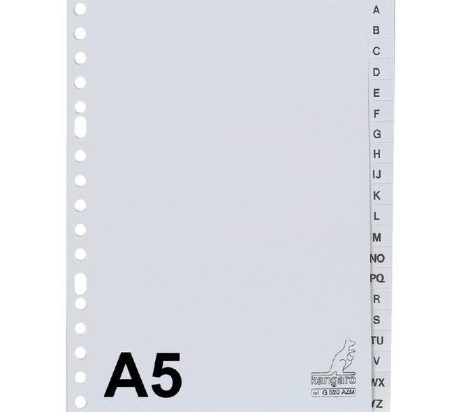 Tabbladen Kangaro A5 17-gaats G520AZM alfabet grijs PP