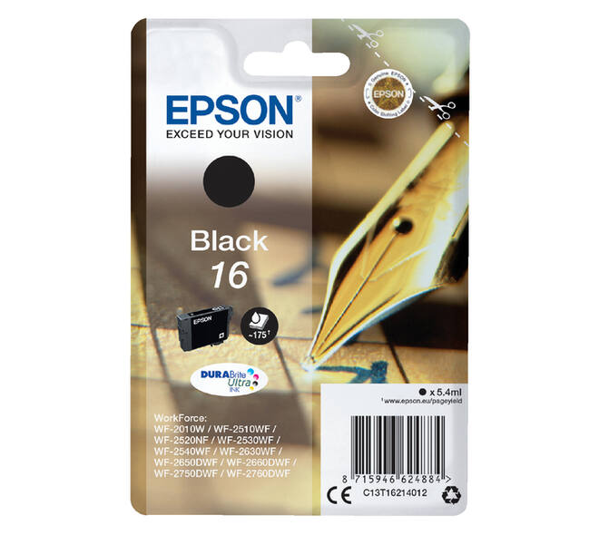 Inktcartridge Epson 16 T1621 zwart