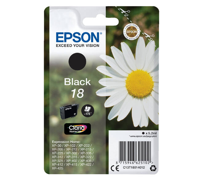 Inktcartridge Epson 18 T1801 zwart