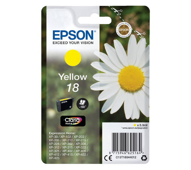 Inktcartridge Epson 18 T1804 geel
