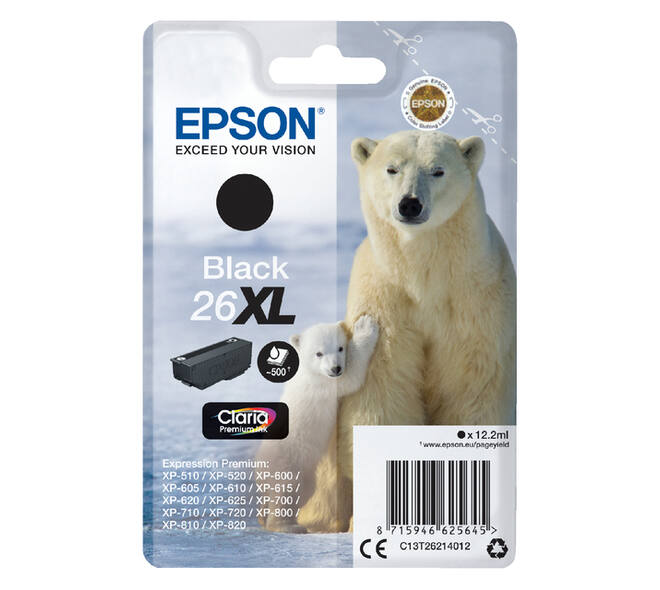 Inktcartridge Epson 26XL T2621 zwart