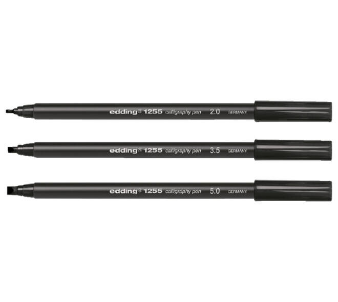 Kalligrafiepen edding 1255 zwart lijn 2.0 - 3.5 - 5.0mm blister à 3st