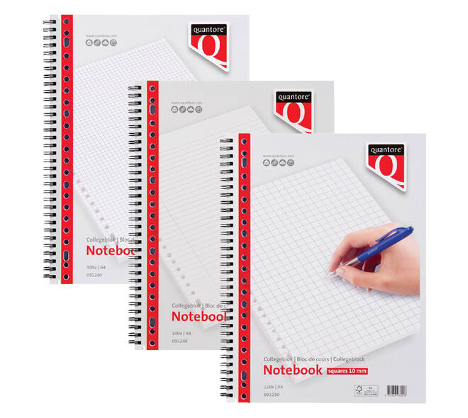 Collegeblok Quantore A4 lijn 23-gaats 4 tabs 200 pagina's 70gr