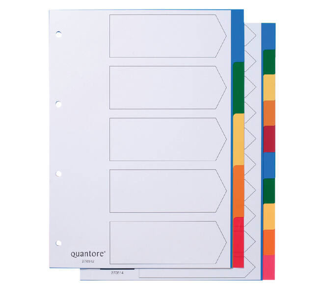 Tabbladen Quantore 4-gaats 5-delig assorti tabs PP