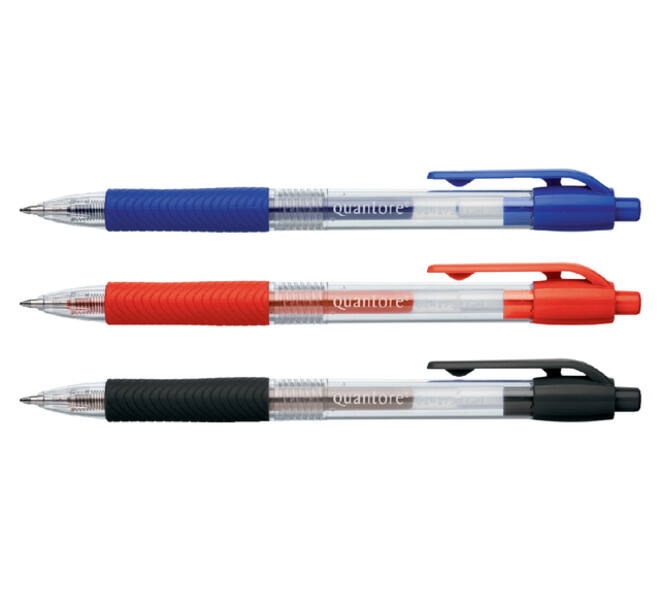 Gelschrijver Quantore gripdrukknop 0.7mm zwart