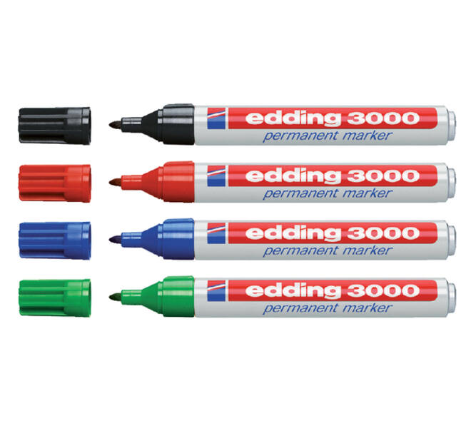 Viltstift edding 3000 rond 1.5-3mm assorti blister à 4 stuks