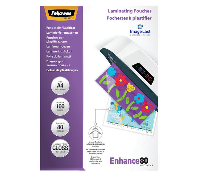 Lamineerhoes Fellowes A4 2x80micron glans 100 stuks