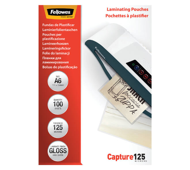 Lamineerhoes Fellowes A6 2x125micron glans 100 stuks
