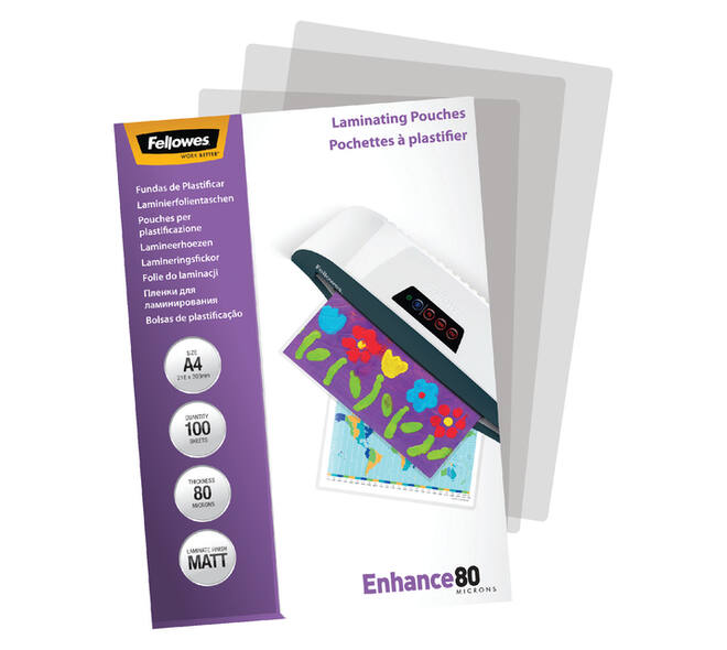 Lamineerhoes Fellowes A4 2x80micron mat 100 stuks