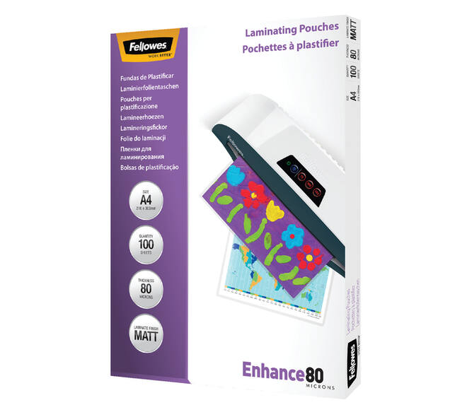 Lamineerhoes Fellowes A4 2x80micron mat 100 stuks