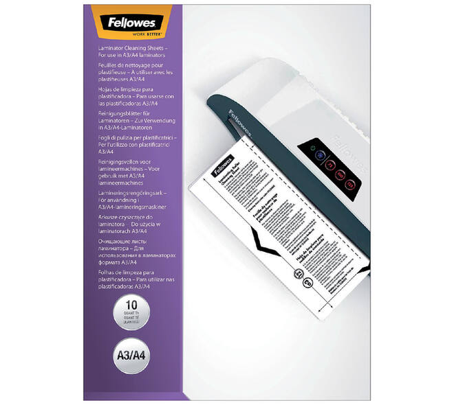 Lamineerhoes schoonmaakvellen Fellowes A4+A3 10 stuks