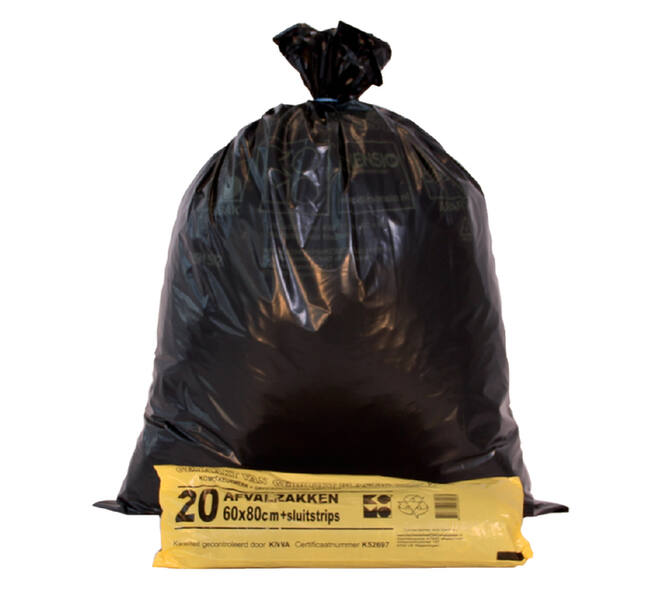 Vuilniszak Komo 60 liter zwart rol à 20 stuks
