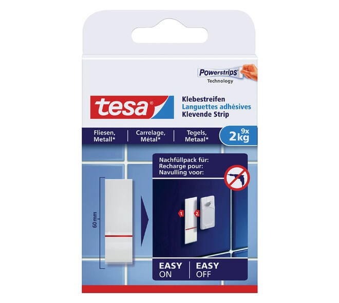 Kleefstrips tesa® tegels & metaal 2kg wit 9 stuks