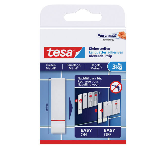 Kleefstrips tesa® tegels & metaal 3kg wit 6 stuks