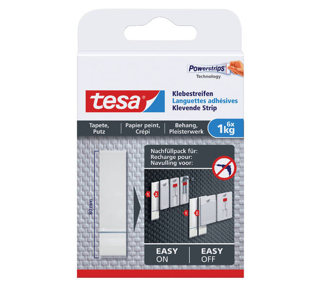 Kleefstrips tesa® behang & pleisterwerk 1kg wit 6 stuks 6 stuks