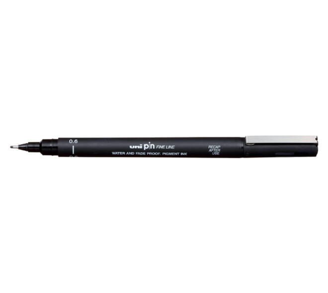 Fineliner Uni-ball Pin 0.6mm zwart
