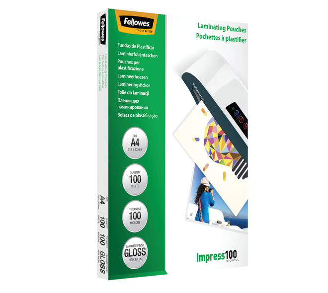 Lamineerhoes Fellowes A4 2x100micron glans 100 stuks