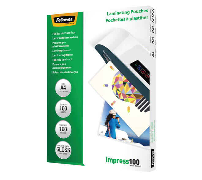 Lamineerhoes Fellowes A4 2x100micron glans 100 stuks