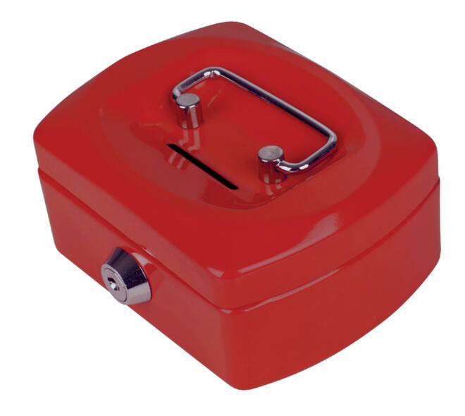 Geldkist Pavo met muntgleuf 125x95x60mm rood