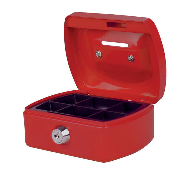 Geldkist Pavo met muntgleuf 125x95x60mm rood