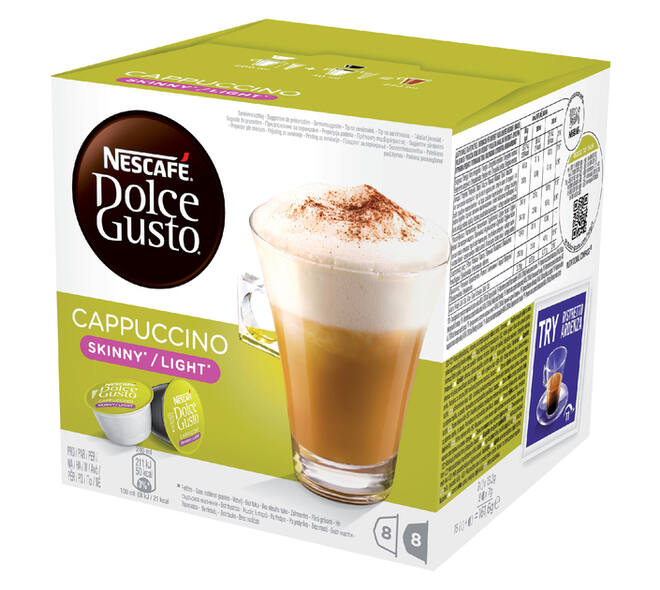 Koffiecups Dolce Gusto cappuccino light 16 stuks voor 8 kopjes