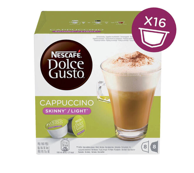 Koffiecups Dolce Gusto cappuccino light 16 stuks voor 8 kopjes