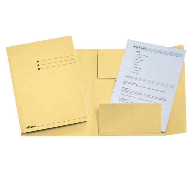 Dossiermap Esselte folio 3 kleppen manilla 275gr geel