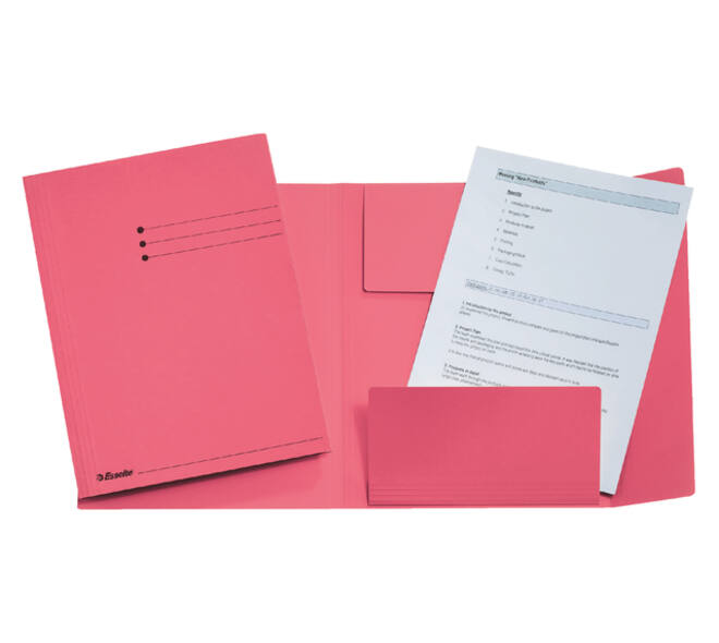 Dossiermap Esselte folio 3 kleppen manilla 275gr roze