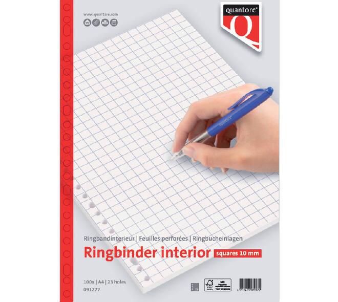 Interieur Quantore A4 23-gaats ruit 10mm 100vel