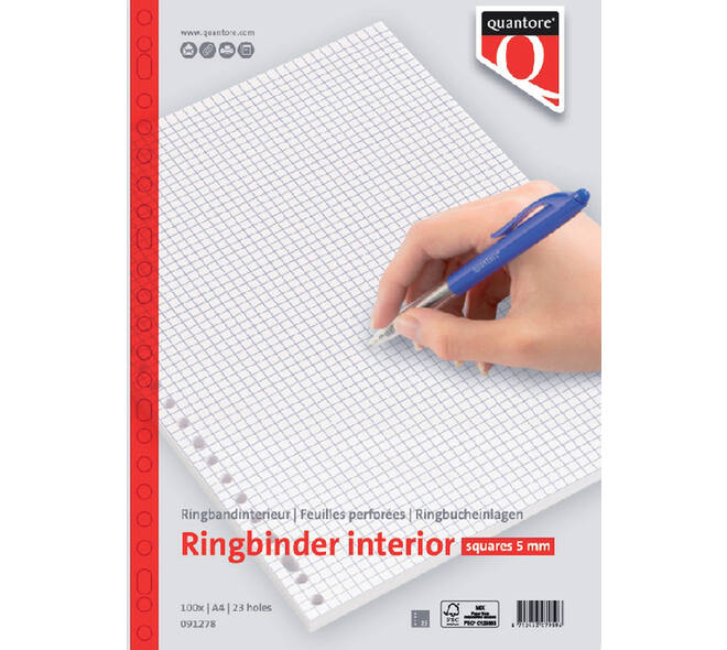 Interieur Quantore A4 23-gaats ruit 5mm 100vel