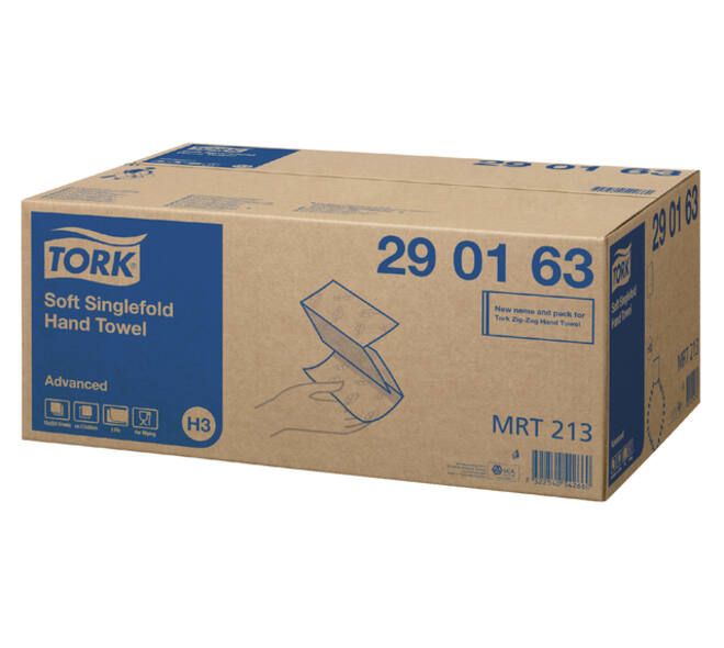 Handdoek Tork H3 Advanced singlefold 2-laags 248x230mm 15x250 vel wit 290163
