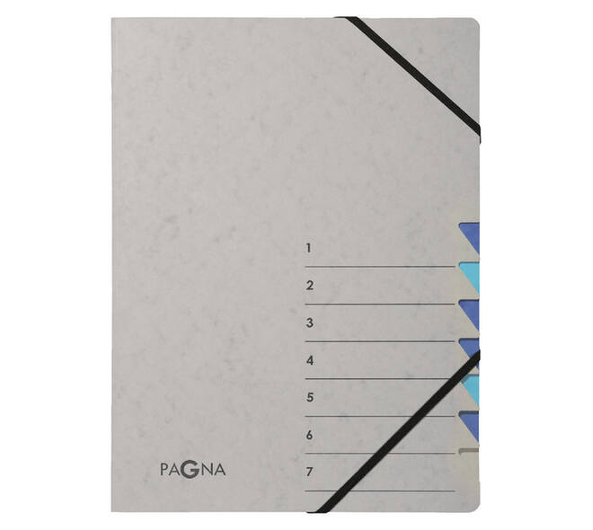 Sorteermap Pagna Easy A4 7 tabs lichtblauw / donkerblauw