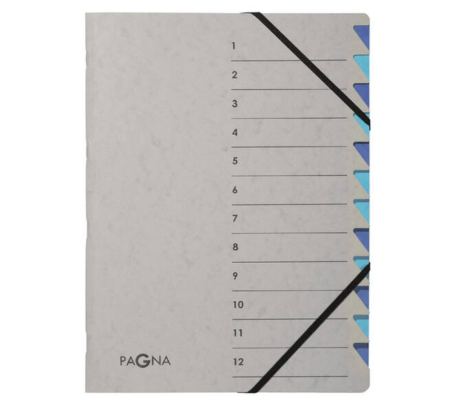 Sorteermap Pagna Easy A4 12 tabs lichtblauw/donkerblauw
